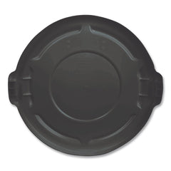 Rubbermaid Commercial BRUTE 22.25 in. Diameter Self-Draining Flat Top Lids for 32 Gallon Round BRUTE Containers - Black