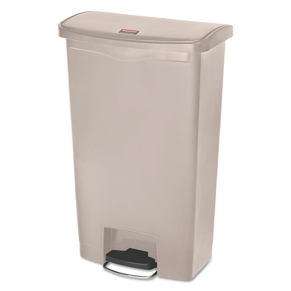 Rubbermaid Commercial 1883460 Streamline 18-Gallon Resin Front Step Style Step-On Container - Beige