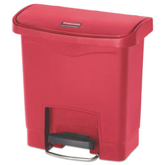 Rubbermaid Commercial Streamline 4-Gallon Front Step Style Resin Step-On Container - Red