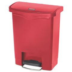 Rubbermaid Commercial Streamline 8-Gallon Front Step Style Resin Step-On Container - Red