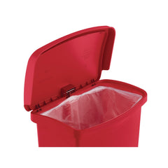 Rubbermaid Commercial Streamline 8-Gallon Front Step Style Resin Step-On Container - Red