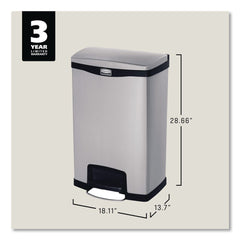 Rubbermaid Commercial Slim Jim 13-Gallon Front Step Style Stainless Steel Step-On Container - Black