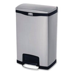 Rubbermaid Commercial Slim Jim 13-Gallon Front Step Style Stainless Steel Step-On Container - Black