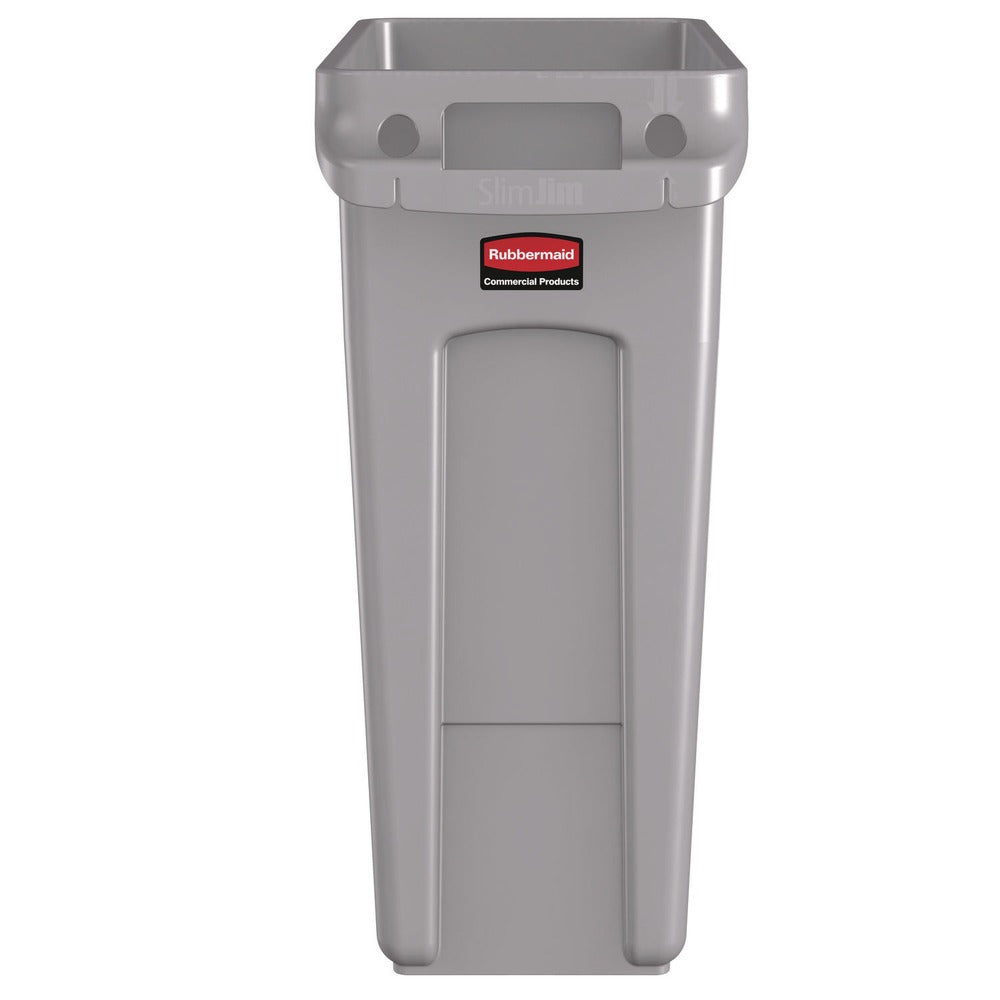 Rubbermaid Commercial 15.875 Gallon Rectangular Plastic Slim Jim Waste Container with handles - Light Gray