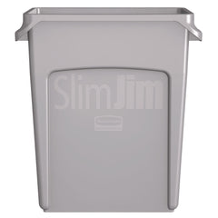Rubbermaid Commercial 15.875 Gallon Rectangular Plastic Slim Jim Waste Container with handles - Light Gray