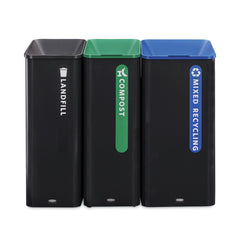 Rubbermaid Commercial Sustain 15 gal Metal/Plastic Decorative Refuse with Recycling Lid - Black