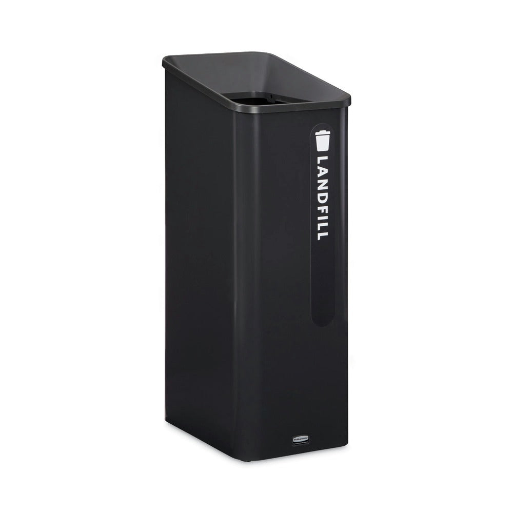 Rubbermaid Commercial Sustain 15 gal Metal/Plastic Decorative Refuse with Recycling Lid - Black