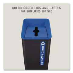 Rubbermaid Commercial Sustain 23 gal Metal/Plastic Decorative Refuse with Recycling Lid - Black/Blue