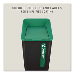 Rubbermaid Commercial Sustain 23 gal Metal/Plastic Decorative Refuse with Recycling Lid - Black/Green