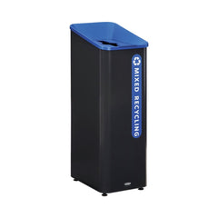 Rubbermaid Commercial Sustain 15 gal Metal/Plastic Decorative Refuse with Recycling Lid - Black/Blue