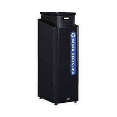 Rubbermaid Commercial Sustain 15 gal Metal/Plastic Decorative Refuse with Recycling Lid - Black/Blue