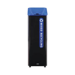Rubbermaid Commercial Sustain 15 gal Metal/Plastic Decorative Refuse with Recycling Lid - Black/Blue