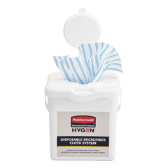 Rubbermaid Commercial HYGEN 2135007 7.92 in. x 7.75 in. x 7.44 in. Disposable Microfiber Charging Bucket - White (4/Carton)
