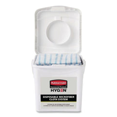 Rubbermaid Commercial HYGEN 2135007 7.92 in. x 7.75 in. x 7.44 in. Disposable Microfiber Charging Bucket - White (4/Carton)