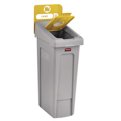 Rubbermaid Commercial Slim Jim Recycling Station Kit 1-Stream Bottles and Cans 23 gal Plastic Yellow/Gray