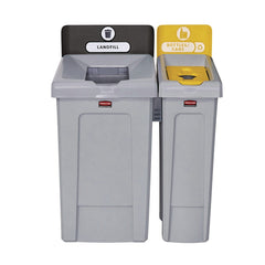 Rubbermaid Commercial Slim Jim Recycling Station Kit 1-Stream Bottles and Cans 23 gal Plastic Yellow/Gray