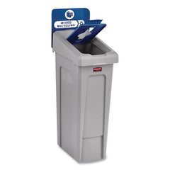 Rubbermaid Commercial Slim Jim Recycling Station Kit 1-Stream Mixed Recycling 23 gal Plastic Gray/Blue