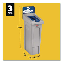 Rubbermaid Commercial Slim Jim Recycling Station Kit 1-Stream Mixed Recycling 23 gal Plastic Gray/Blue