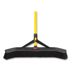 Rubbermaid Commercial Maximizer 24 in. Polypropylene Bristles Push-to-Center Broom - Yellow/Black