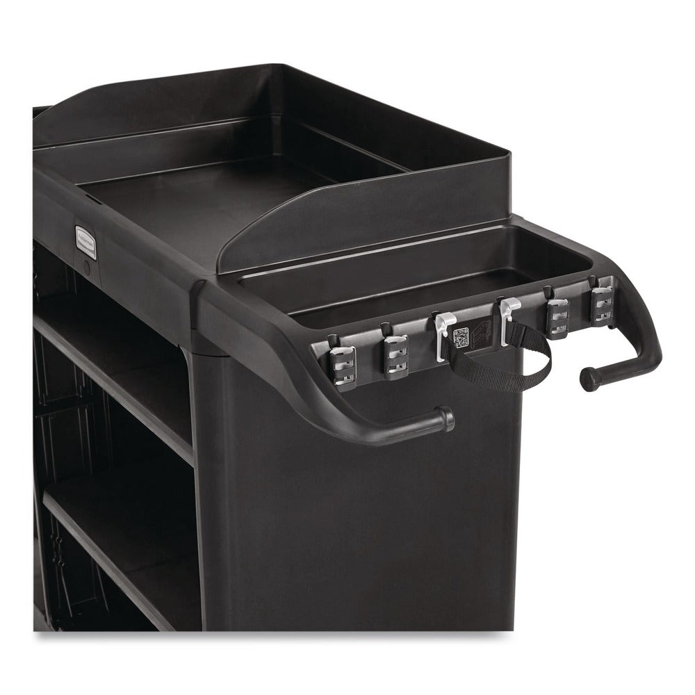 Rubbermaid Commercial Plastic Vacuum Holder for All Rubbermaid Commercial Full-Size and Compact Housekeeping Carts - Black (6/Carton)