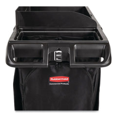 Rubbermaid Commercial 24.4 in. x 62.4 in. x 49 in. Full-Size 3-Shelf Housekeeping Cart - Black