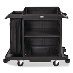 Rubbermaid Commercial 23 in. x 53.12 in. x 19.1 in. 3-Shelf Compact Plastic Housekeeping Cart - Black