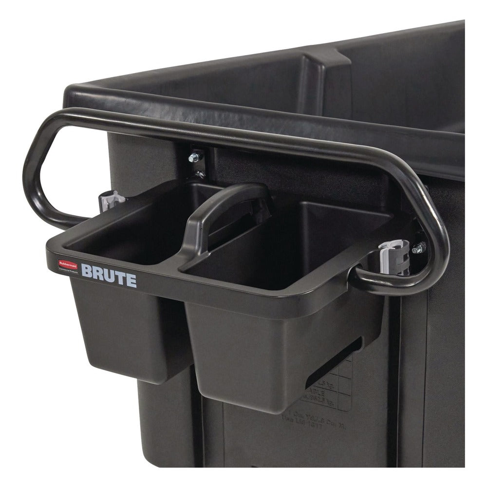 Rubbermaid Commercial BRUTE 25.45 in. x 12.82 in. x 15 in. Ergonomic Rotomolded Tilt Truck Handle and Caddy - Black