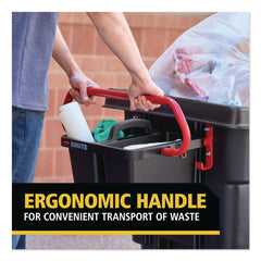 Rubbermaid Commercial BRUTE 25.45 in. x 25.45 in. x 15 in. Ergonomic Rotomolded Tilt Truck Handle and Caddy - Red/Black