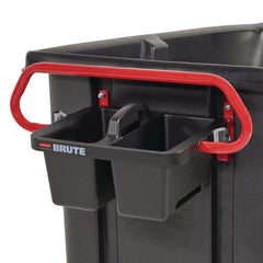 Rubbermaid Commercial BRUTE 25.45 in. x 25.45 in. x 15 in. Ergonomic Rotomolded Tilt Truck Handle and Caddy - Red/Black