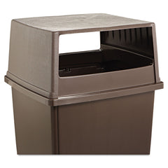 Rubbermaid Commercial FG256V00BRN 23 in. x 26.63 in. x 13 in. Hooded Top Glutton Receptacle without Door - Brown