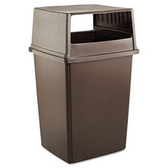 Rubbermaid Commercial FG256V00BRN 23 in. x 26.63 in. x 13 in. Hooded Top Glutton Receptacle without Door - Brown