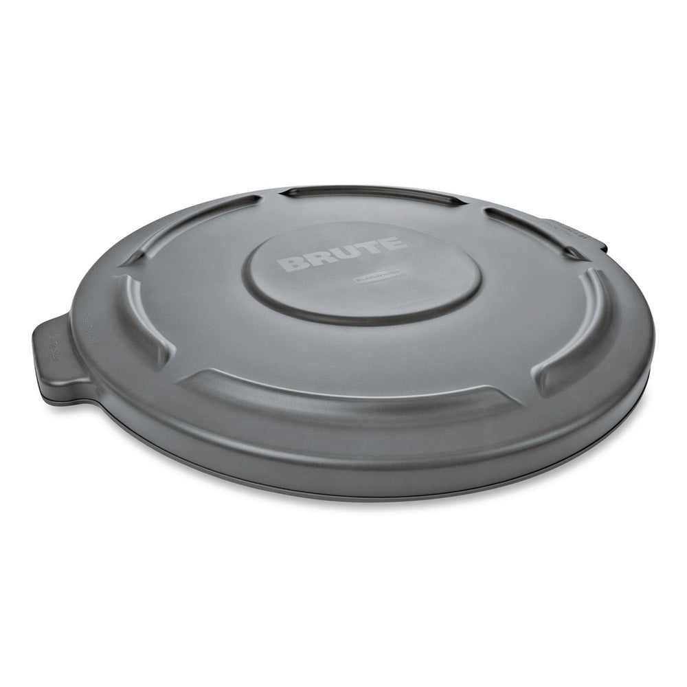 Rubbermaid Commercial 19.88 in. BRUTE Self-Draining Flat Top Lids for 20 gal. Round BRUTE Containers - Gray