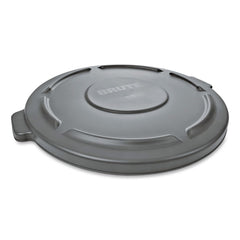 Rubbermaid Commercial 19.88 in. BRUTE Self-Draining Flat Top Lids for 20 gal. Round BRUTE Containers - Gray