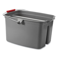 Rubbermaid Commercial 18 in. x 14.5 in. x 10 in. 19 qt. Plastic Double Utility Pail - Gray