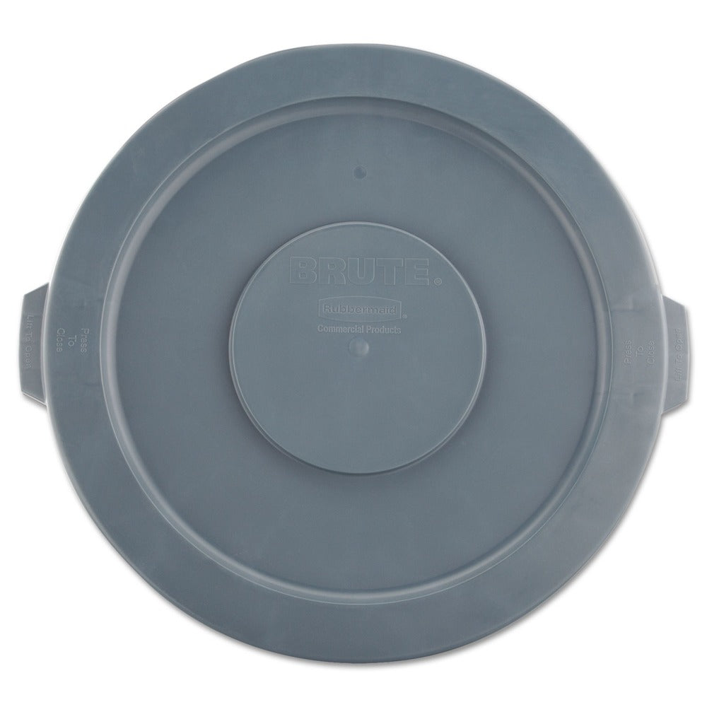 Rubbermaid Commercial 22.25 in. Diameter x 1.63 in. BRUTE Self-Draining Flat Top Lids for 32 Gallon Round BRUTE Containers - Gray