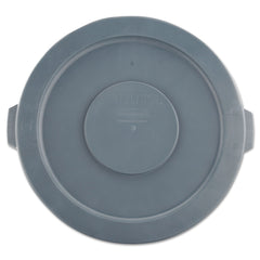 Rubbermaid Commercial 22.25 in. Diameter x 1.63 in. BRUTE Self-Draining Flat Top Lids for 32 Gallon Round BRUTE Containers - Gray