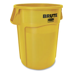 Rubbermaid Commercial 44 Gallon Plastic Vented Round Brute Container - Yellow