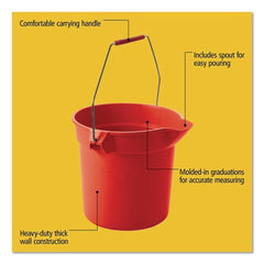 Rubbermaid Commercial FG296300RED 10-Quart 10.5 in. Round Plastic Utility Pail - Red