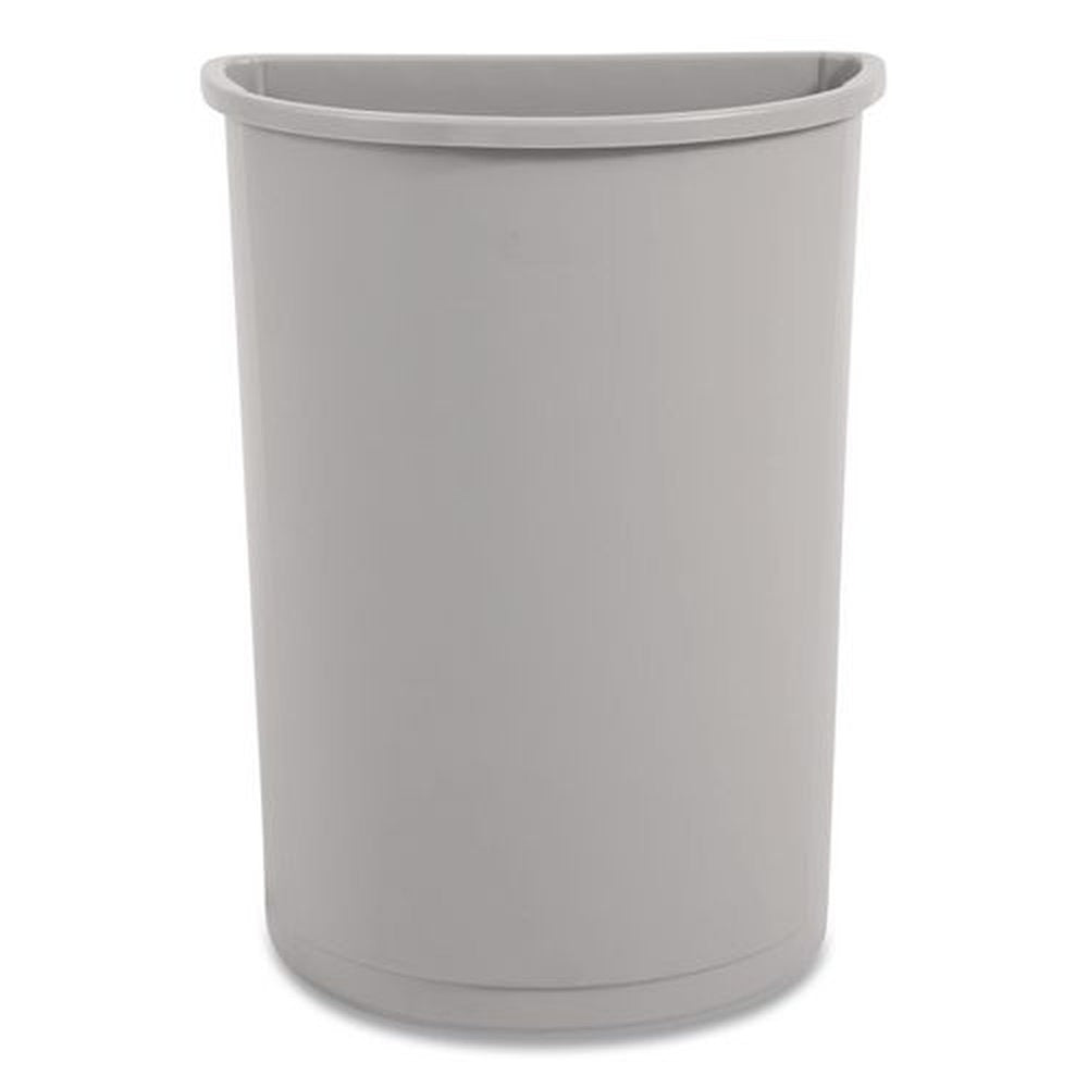 Rubbermaid Commercial 21 Gallon Plastic Half-Round Untouchable Waste Container - Gray