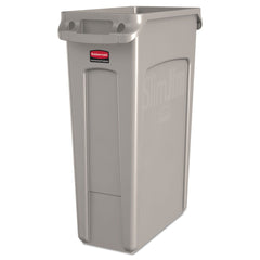 Rubbermaid Commercial 23 Gallon Rectangular Plastic Slim Jim Receptacle with Venting Channels - Beige