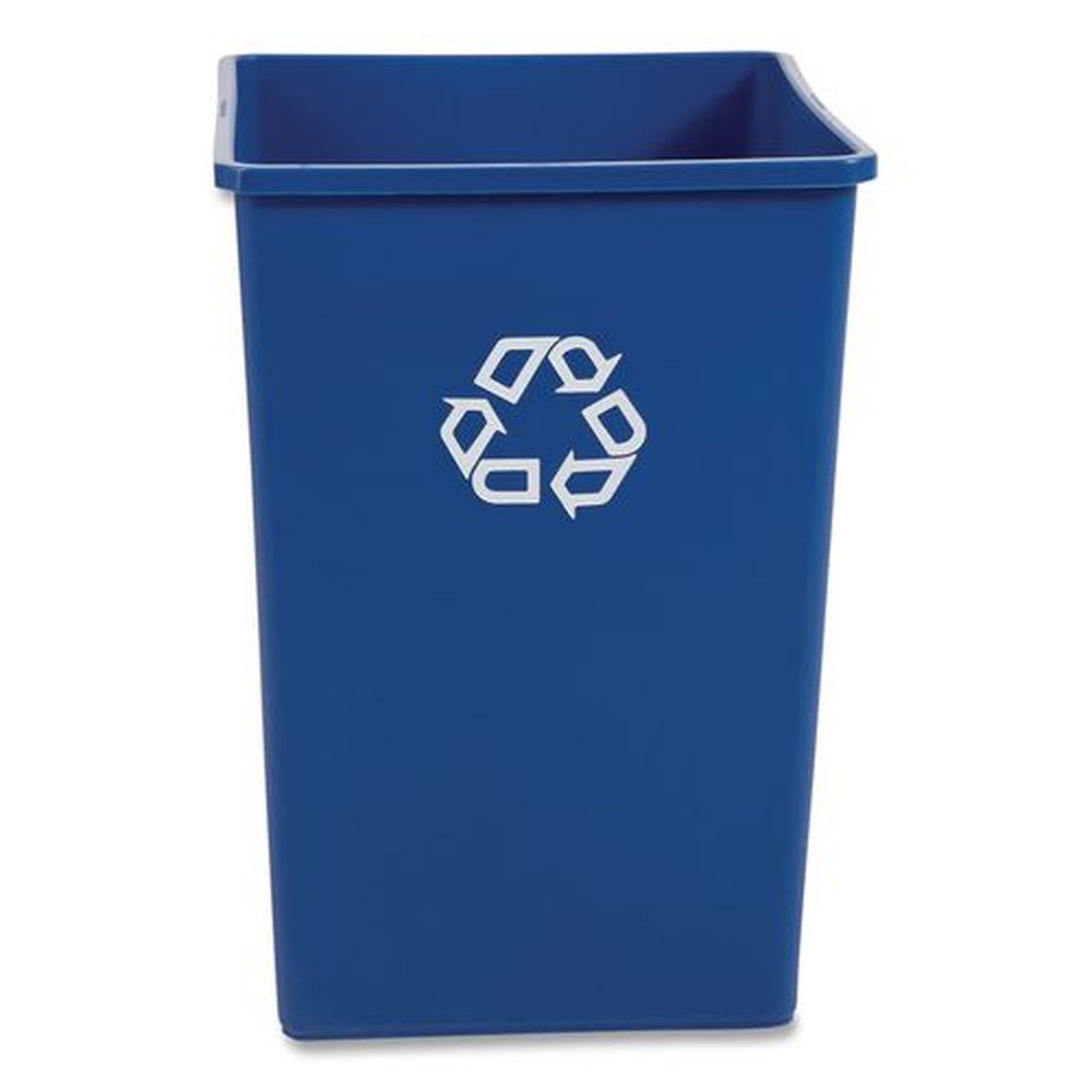 Rubbermaid Commercial 35 gal. Plastic Square Recycling Container - Blue