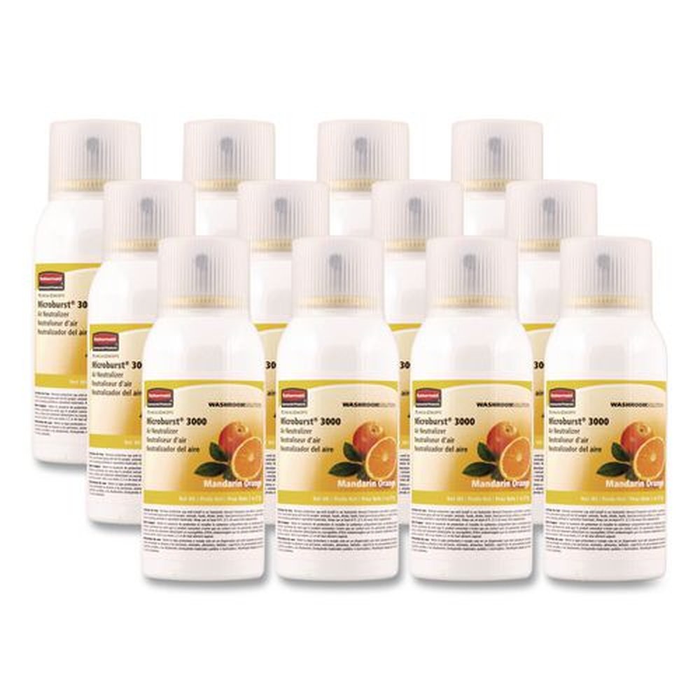 Rubbermaid Commercial Microburst 3000 2 oz. Aerosol Spray Refill - Mandarin Orange (12/Carton)