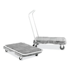 Rubbermaid Commercial 20.5 in. x 32.5 in. x 35 in. 500 lbs. Capacity Triple Trolley Platform Truck with Angled-Loop Handle - Black