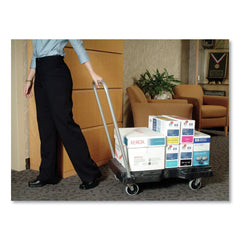 Rubbermaid Commercial 20.5 in. x 32.5 in. x 35 in. 500 lbs. Capacity Triple Trolley Platform Truck with Angled-Loop Handle - Black