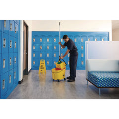 Rubbermaid Commercial 11 in. x 12 in. x 25 in. Caution Wet Floor Sign - Bright Yellow (6/Carton)