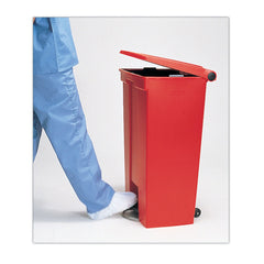 Rubbermaid Commercial 23 Gallon Indoor Utility Step-On Plastic Waste Container - Red