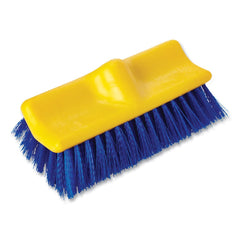 Rubbermaid Commercial FG633700BLUE 10 in. Brush 10 in. Plastic Block Threaded Hole Bi-Level Deck Scrub Brush - Blue Polypropylene Bristles
