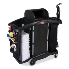 Rubbermaid Commercial High-Security 2-Shelf Housekeeping Cart - Black/Silver