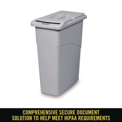 Rubbermaid Commercial Slim Jim 23-Gallon Rectangle Confidential Document Receptacle with Lid - Light Gray