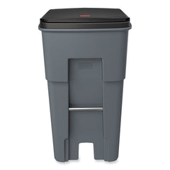 Rubbermaid Commercial 65 Gallon Square Polyethylene Brute Rollout Heavy-Duty Waste Container - Gray